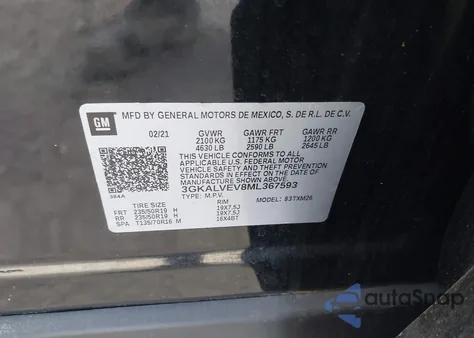 2021 GMC Terrain Awd Slt z USA, uszkodzony, nr VIN 3GKALVEV8ML367593